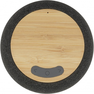 Logotrade Ideja dāvanas foto: Ecofiber bambusa/RPET Bluetooth® skaļrunis un bezvadu uzlādes paliktnis