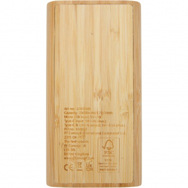 Logotrade biznesa dāvanas foto: Tulda 20 000 mAh bambusa jaudas banka