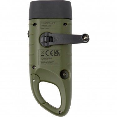 Logotrade korporatīvās dāvanas foto: Helios pārstrādāta plastmasas saules dinamo lukturītis ar karabīni