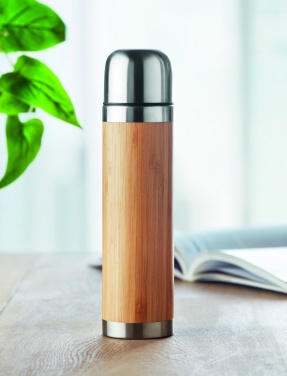 Logotrade Ideja dāvanas foto: Divsienu bambusa vāka kolba 400ml CHAN BAMBOO