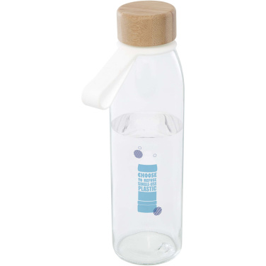 Logotrade Ideja dāvanas foto: Porto 500 ml stikla ūdens pudele ar silikona rokturi un bambusa vāku