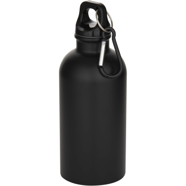 Logotrade korporatīvās dāvanas foto: Oregon 400 ml matēta RCS pārstrādāta viensienas nerūsējošā tērauda ūdens pudele ar karabīni
