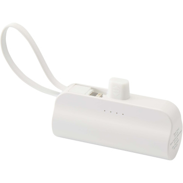 Logotrade biznesa dāvanas foto: Alnair 5000 mAh 10W pārstrādātas plastmasas C tipa pārnēsājamais akumulators ar iebūvētu atlokāmu statīvu un 2-in-1 kabeli