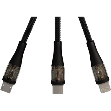Logotrade ziemassvētku dāvanas foto: SCX.design C51 60W 5-in-1 rPET ātrās uzlādes kabelis ar displeju