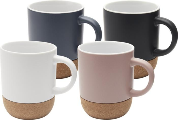 Logotrade korporatīvās dāvanas foto: Billie 300 ml keramiskā krūze ar korķa detaļām un matētu apdari