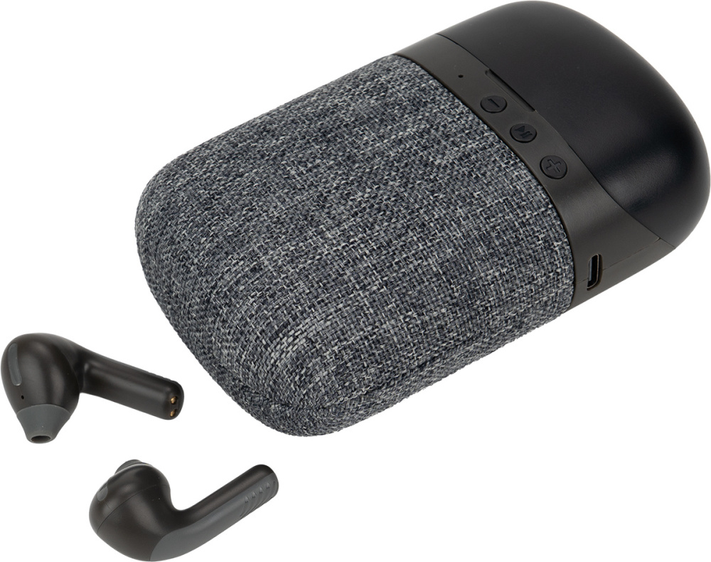 Logotrade biznesa dāvanas foto: Bluetooth skaļrunis HF01 ar iebūvētiem austiņām 2 vienā