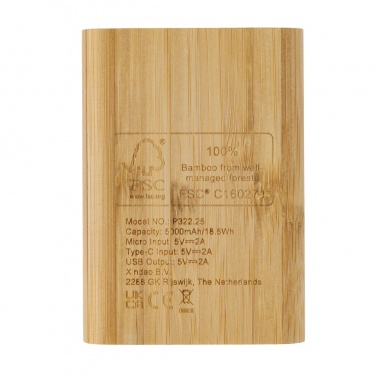 Логотрейд pекламные подарки картинка: Внешний аккумулятор Bamboo 5.000 мАч