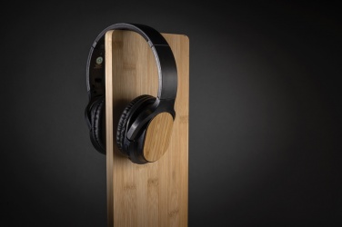 Логотрейд бизнес-подарки картинка: Складные беспроводные наушники RCS и Bamboo Elite