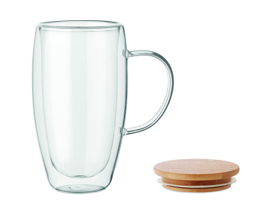 Логотрейд pекламные подарки картинка: Double wall glass mug 450ml