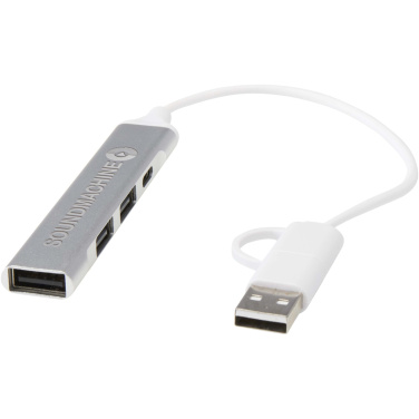Лого трейд pекламные продукты фото: Alkaid 4-портовый концентратор USB-A и Type-C из переработанного алюминия с двумя входами