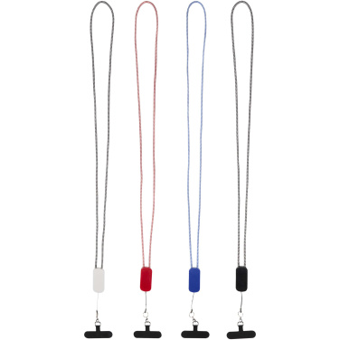 Логотрейд бизнес-подарки картинка: Шнурок для смартфона Anser из переработанной пластмассы со встроенным кабелем 5-в-1 мощностью 27 Вт