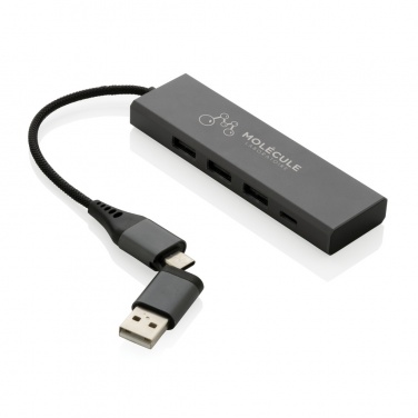 Logotrade reklamprodukter bild: Terra hub med 3 USB portar i RCS återvunnen aluminium