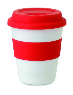 Logotrade profilprodukter bild: Take away mugg PP silikon lock