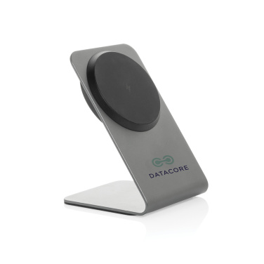 Logotrade presentreklam bild: Terra aluminium 15W magnetisk trådlös telefonställ för mobil