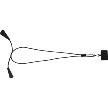 Logotrade reklamprodukter bild: Funi nyckelband för smartphone av återvunnen plast med inbyggd datasynkroniseringskabel och 100 W snabbladdande 5-i-1-kabel