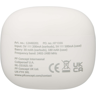 Logotrade profilreklam bild: Alterf True Wireless Bluetooth®-öronsnäckor av återvunnen plast med öronproppar av silikon